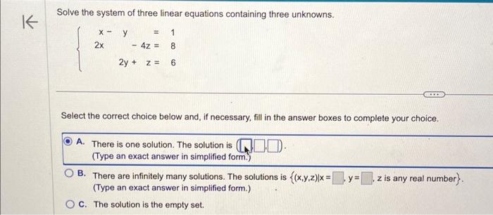 Solved Solve the system of three linear equations containing | Chegg.com