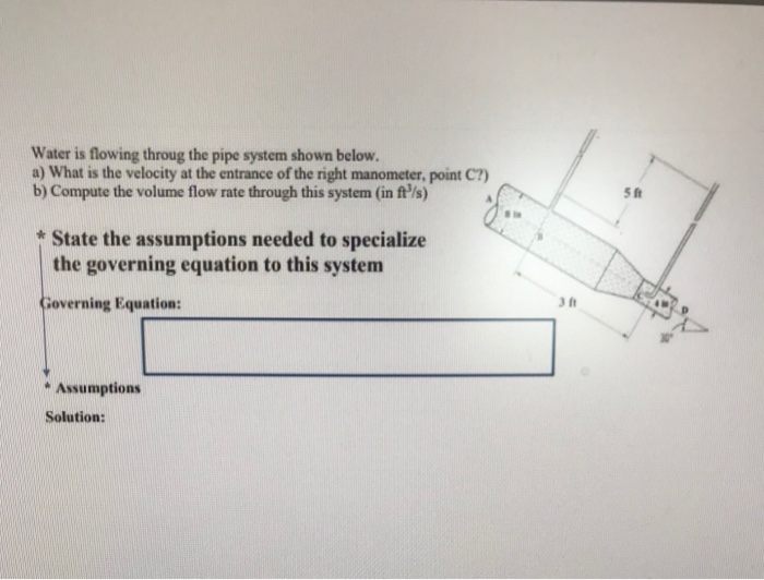 Solved Water is flowing throug the pipe system shown below. | Chegg.com