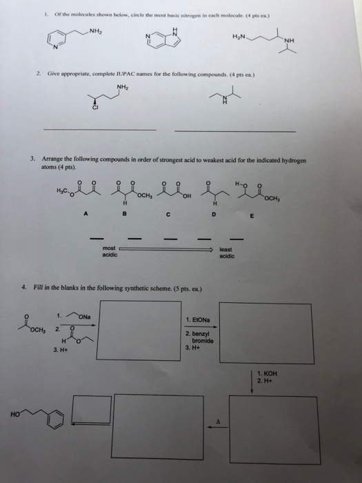 Solved 1 Or The Molecules Shown Below, Circle The Most Basic | Chegg.com