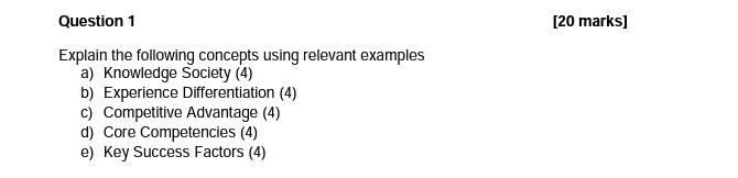 Solved 20 Marks Question 1 Explain The Following Concepts 9910