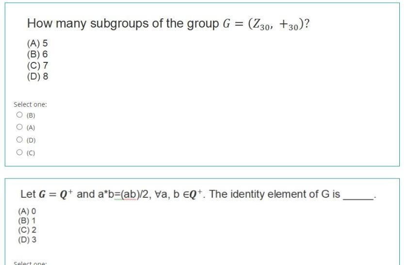 How Many Subgroups Of The Group G Z30 30 A 5 Chegg Com