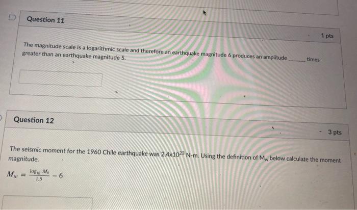 Solved Question 11 1 pts The magnitude scale is a | Chegg.com