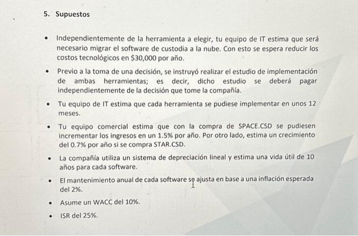 - Independientemente de la herramienta a elegir, tu equipo de IT estima que será necesario migrar el software de custodia a l