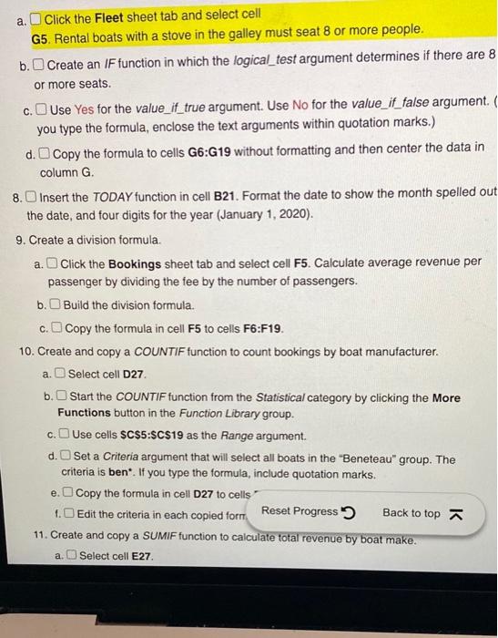 Solved a. Click the Fleet sheet tab and select cell G5.