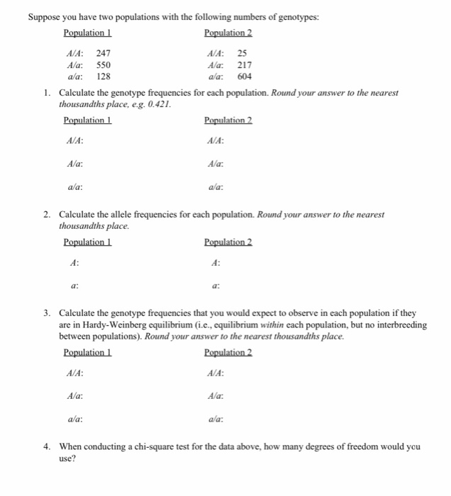 Solved Suppose you have two populations with the following | Chegg.com