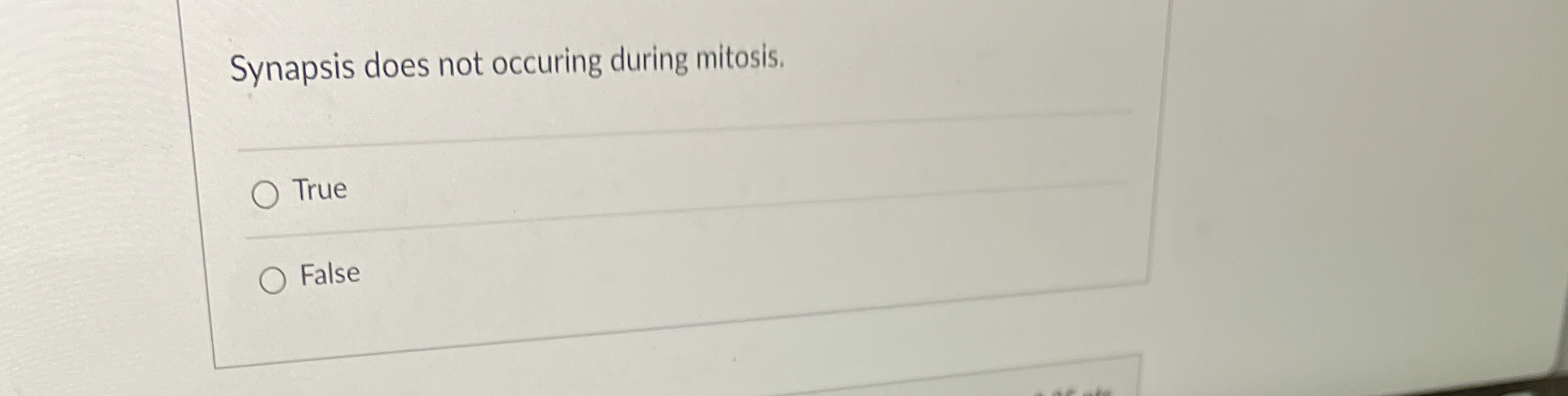 Solved Synapsis does not occuring during mitosis.TrueFalse | Chegg.com