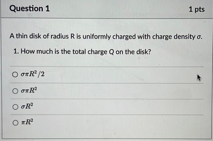 Solved A Thin Disk Of Radius R Is Uniformly Charged With Chegg Com