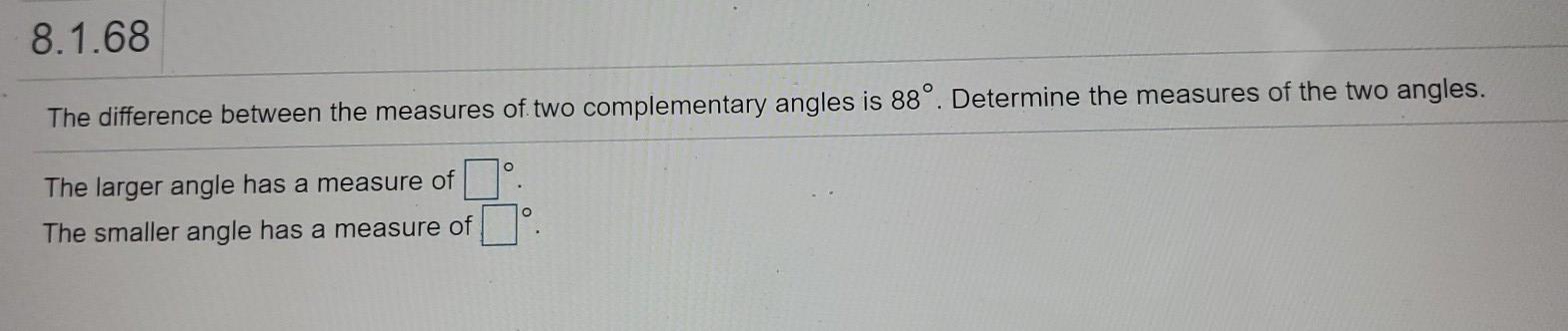 Solved The difference between the measures of two | Chegg.com