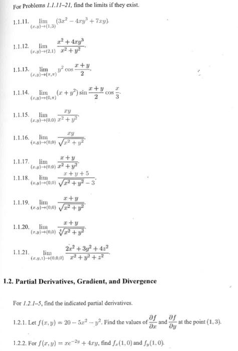 For Problems 1.1.11−21, find the limits if they | Chegg.com