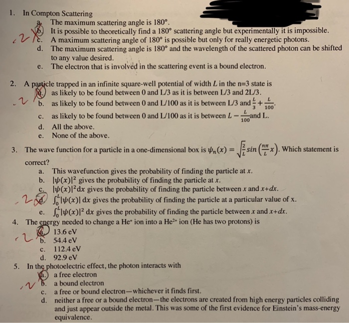 Solved 1. In Compton Scattering a The maximum scattering | Chegg.com