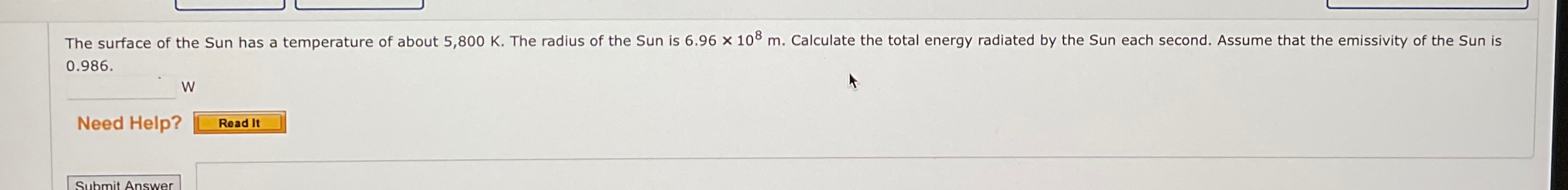 Solved The surface of the Sun has a temperature of about | Chegg.com
