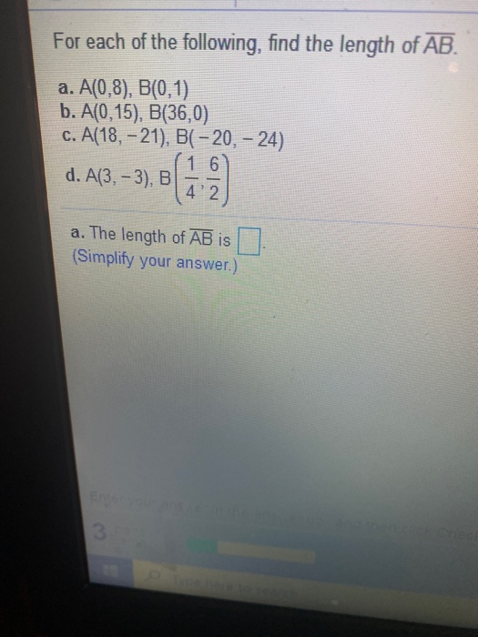 Solved For Each Of The Following, Find The Length Of AB. A. | Chegg.com