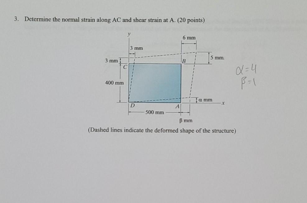 Solved 3. Determine the normal strain along AC and shear | Chegg.com