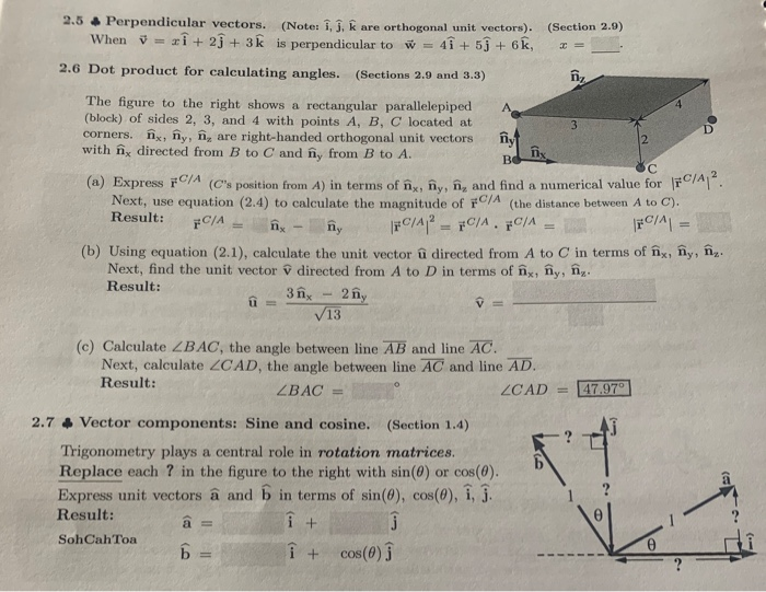 Solved 3 2 5 Perpendicular Vectors Note 1 J K Are Chegg Com