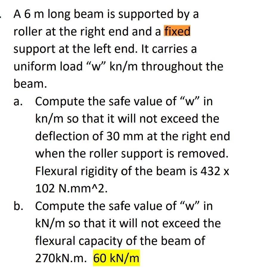 Solved - A 6 M Long Beam Is Supported By A Roller At The | Chegg.com