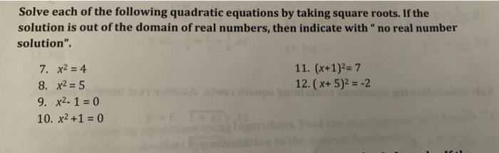 Solved Solve each of the following quadratic equations by | Chegg.com