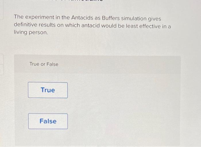 Solved The experiment in the Antacids as Buffers simulation