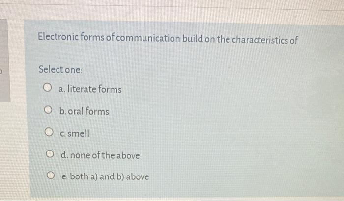 Electronic forms of communication build on the | Chegg.com