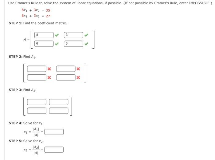 Solved Use Cramer's Rule To Solve The System Of Linear | Chegg.com