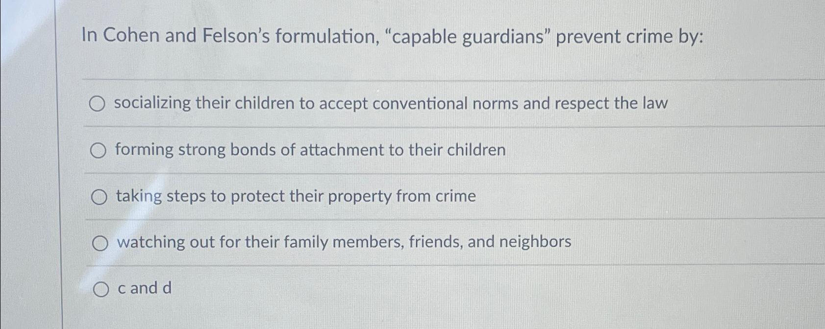 Solved In Cohen and Felson's formulation, 