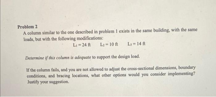 Problem 2 A column similar to the one described in | Chegg.com