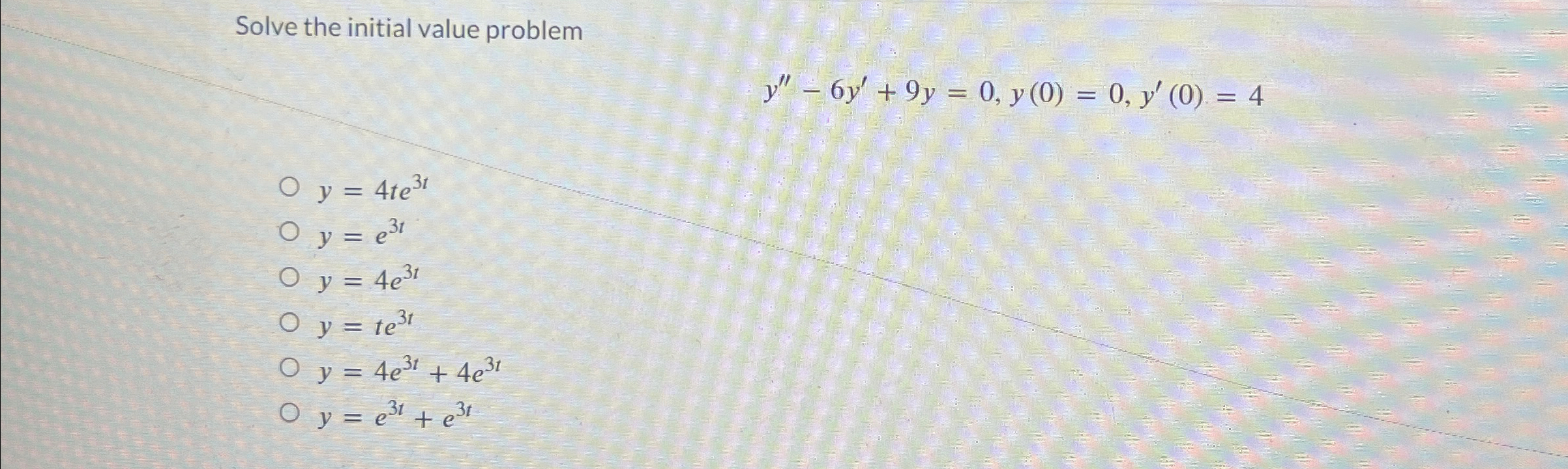 Solved Solve the initial value | Chegg.com