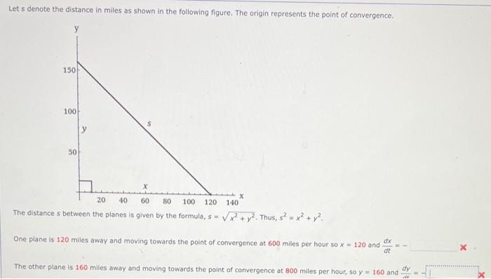 Solved Let s denote the distance in miles as shown in the | Chegg.com