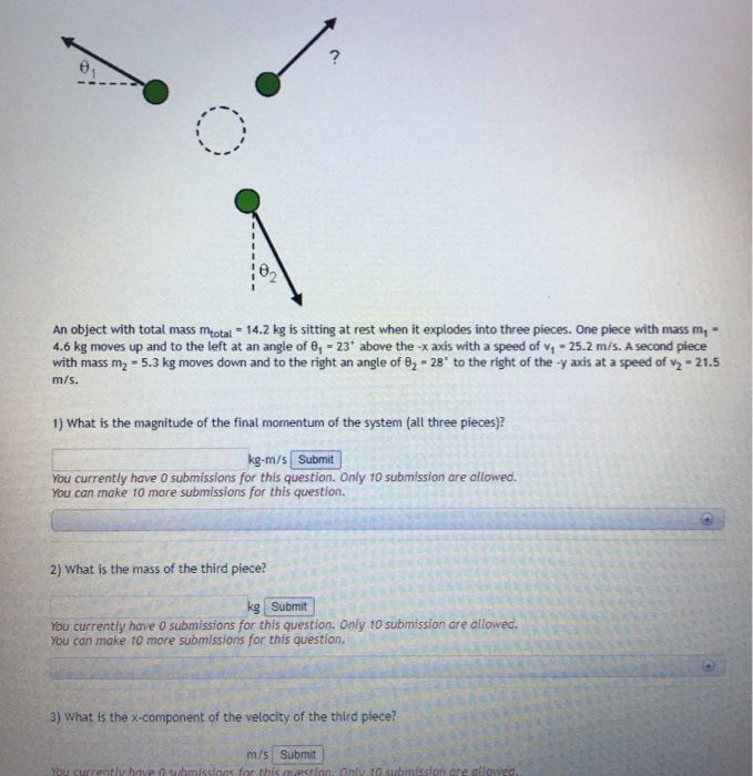 Solved ? An object with total mass Mtotal = 14.2 kg is | Chegg.com