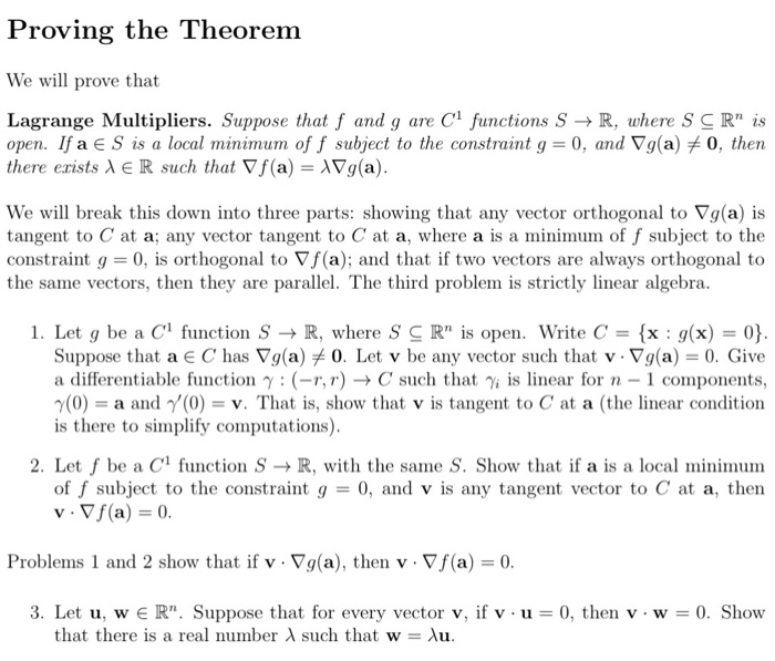 Solved Proving The Theorem We Will Prove That Lagrange Mu Chegg Com