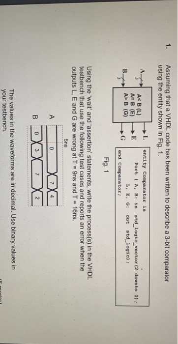 Solved 1. Assuming that a VHDL code has been written to | Chegg.com