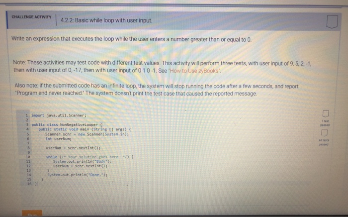 Solved CHALLENGE ACTIVITY 4.2.2: Basic While Loop With User | Chegg.com
