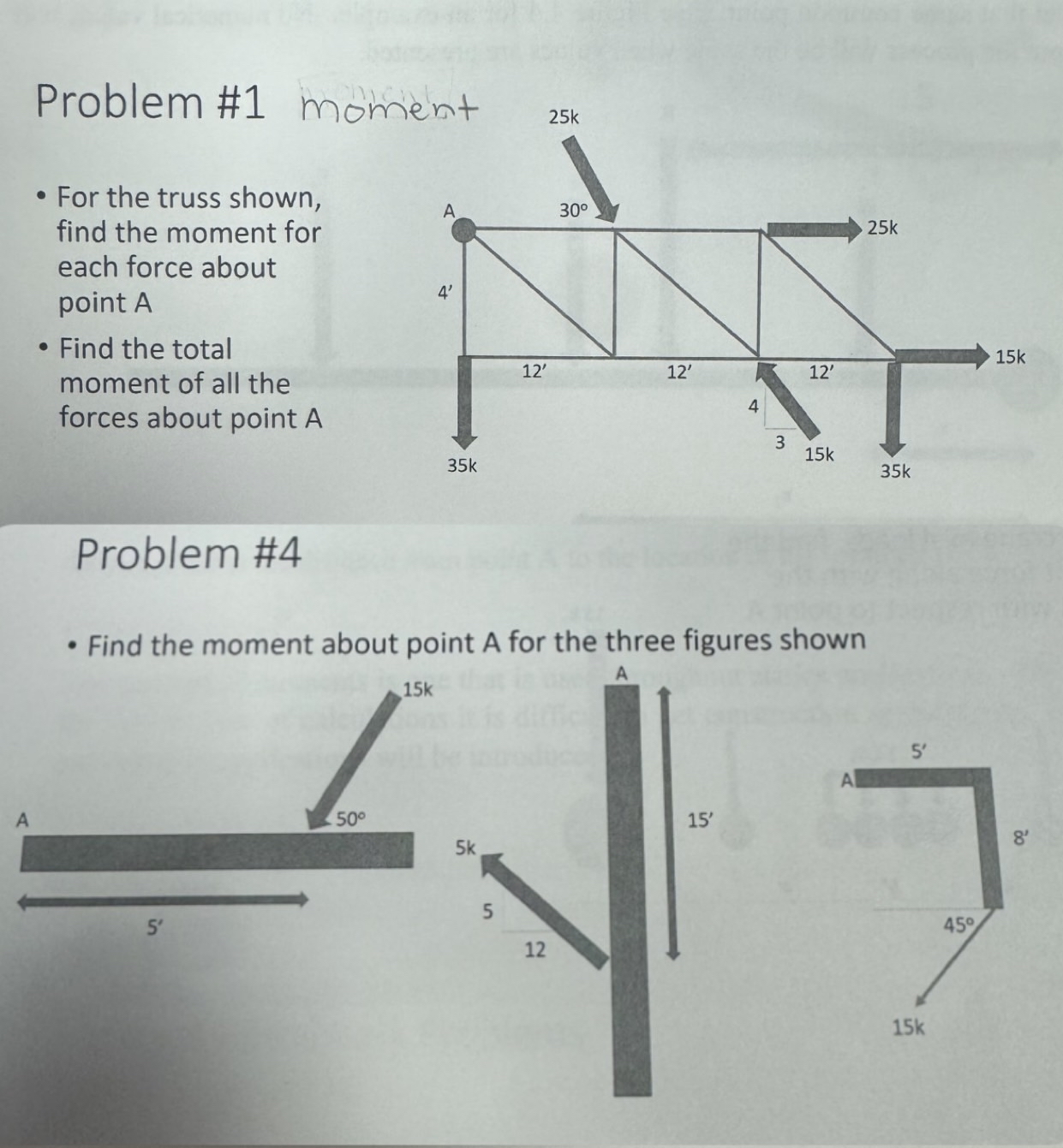 Solved Problem #1momentFor the truss shown, find the moment | Chegg.com