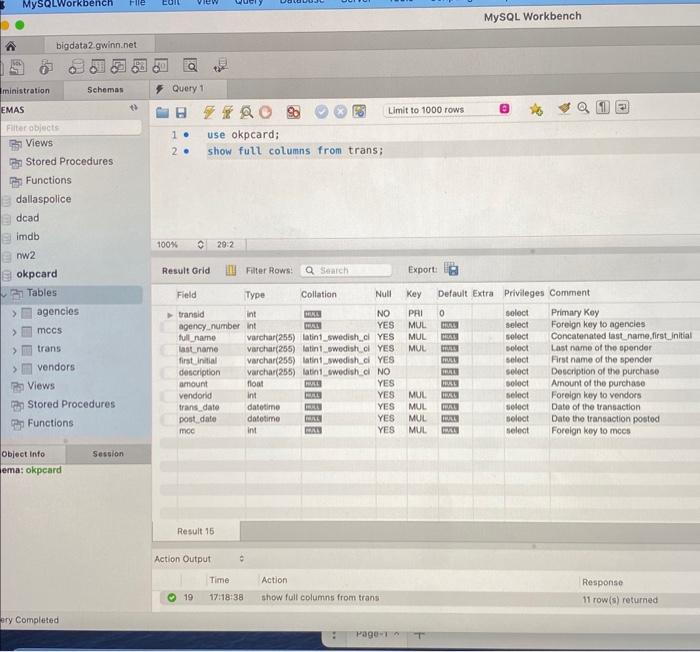 Solved MySQL WorkbenchMySQL Workbench ๙ bigdata2 givinn.net | Chegg.com