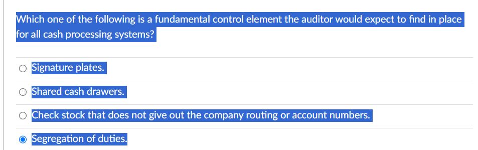 Solved Which one of the following is a fundamental control | Chegg.com