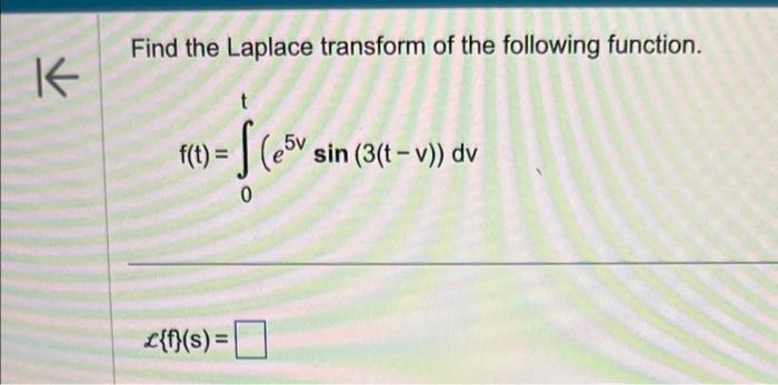 Solved Find The Laplace Transform Of The Following Function. | Chegg.com