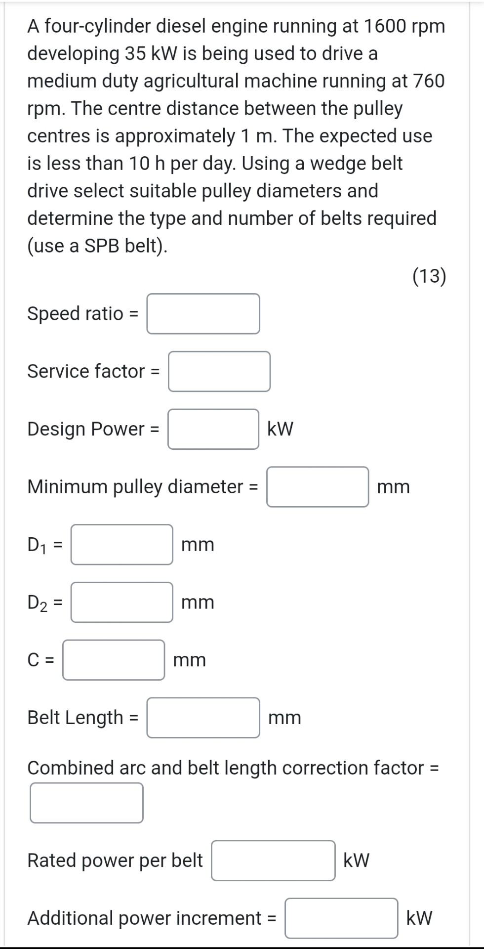 Solved A four-cylinder diesel engine running at 1600rpm | Chegg.com