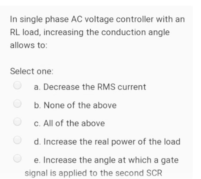 Solved In single phase AC voltage controller with an RL | Chegg.com