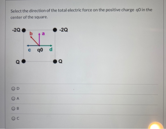 Solved Select the direction of the total electric force on | Chegg.com