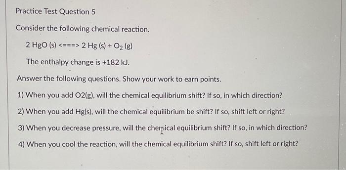 Solved Consider the following chemical reaction. | Chegg.com