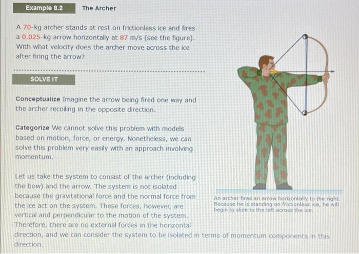Solved Example 8.2 The Archer A 70-kg archer stands at rest | Chegg.com