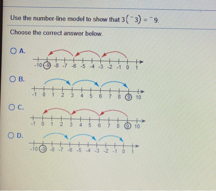 Use The Number Line Model To Show That 3 3 9 Chegg Com