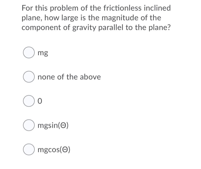 Solved For this problem of the frictionless inclined plane, | Chegg.com