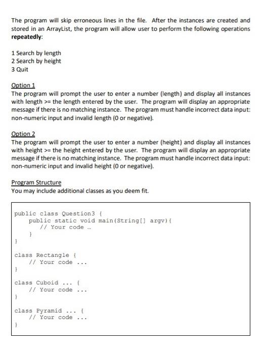 Solved Question 3 Write a Java program to allow user to | Chegg.com