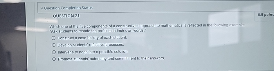 Solved Question Completion Status:QUESTION 21Which one of | Chegg.com