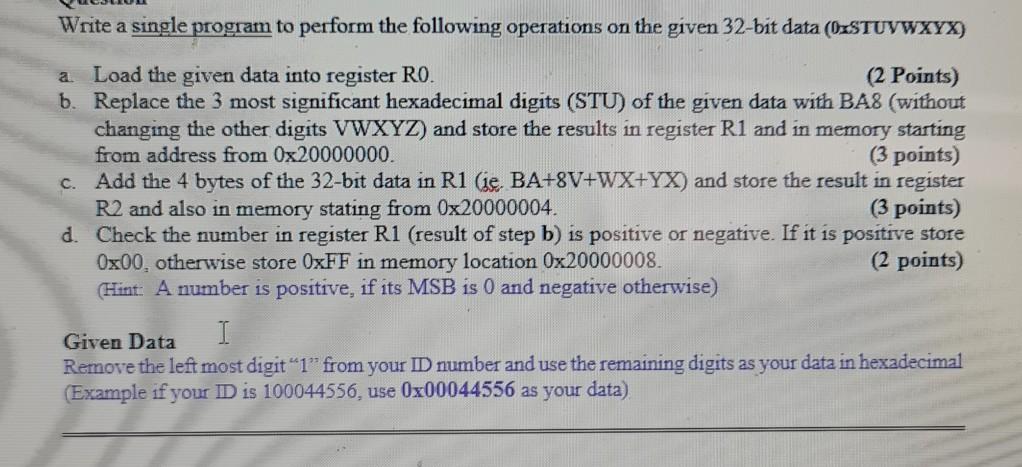 Write a single program to perform the following | Chegg.com