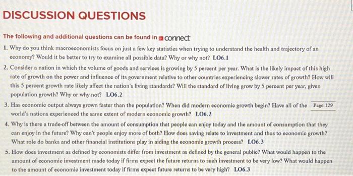 Solved DISCUSSION QUESTIONS The following and additional | Chegg.com