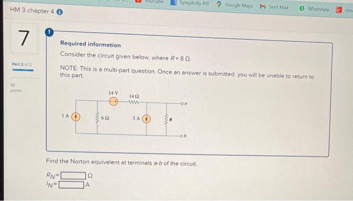 Solved Required information Consider the circuit given | Chegg.com