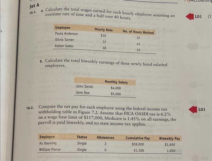 Solved set A 7 A-1. a. Calculate the total wages earned for | Chegg.com