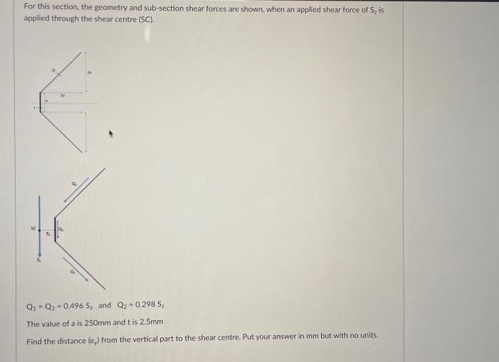 Solved For this section, the geometry and sub-section shear | Chegg.com