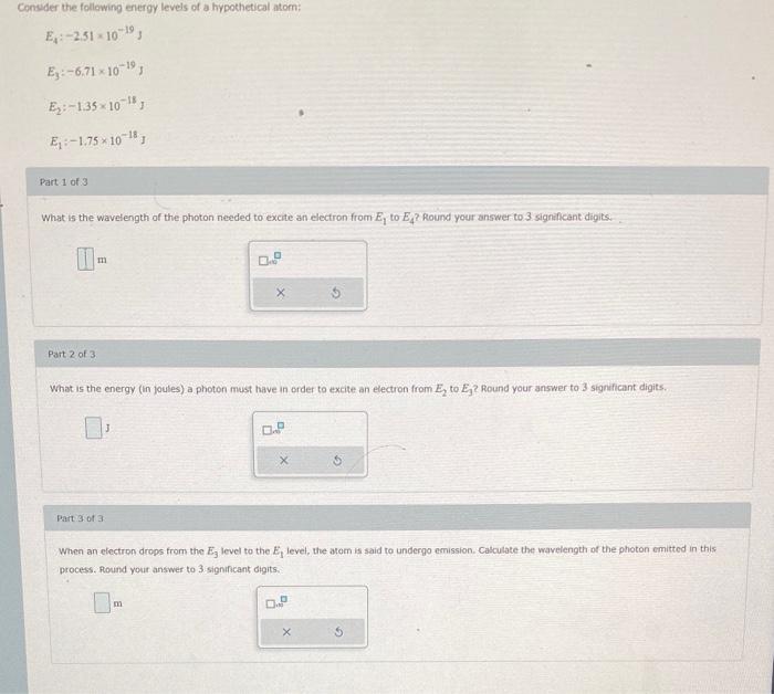 Solved Consider the following energy levels of a | Chegg.com